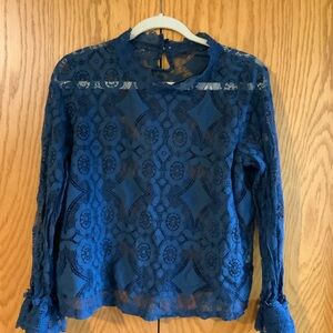 Elegant Blue Lace Women's Top
